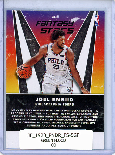 Joel Embiid 2019-20 Donruss, Fantasy Stars #5 Green Flood (CQ)