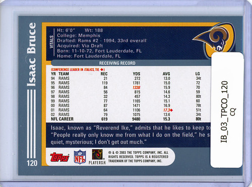 Isaac Bruce 2003 Topps Collection #120 (CQ)