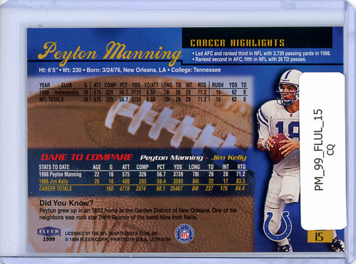 Peyton Manning 1999 Ultra #15 (CQ)