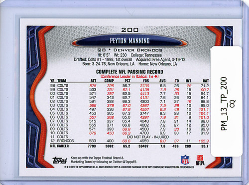 Peyton Manning 2013 Topps #200 (CQ)