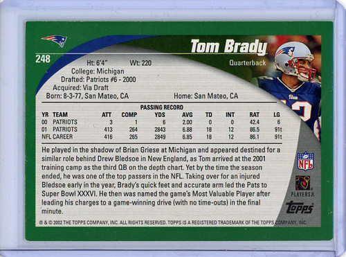 Tom Brady 2002 Topps #248 (1) VG-EX (CQ)