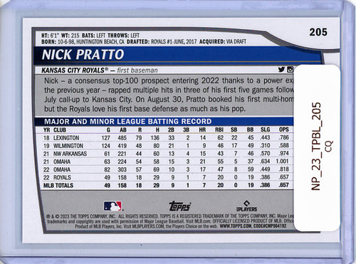 Nick Pratto 2023 Big League #205 Rainbow Foil (CQ)