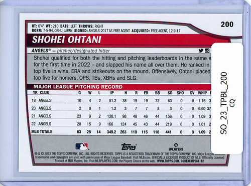 Shohei Ohtani 2023 Big League #200 (CQ)