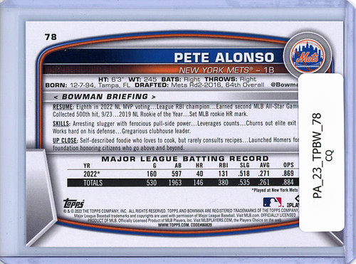 Pete Alonso 2023 Bowman #78 (CQ)