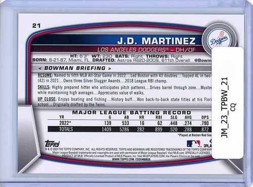 J.D. Martinez 2023 Bowman #21 (CQ)