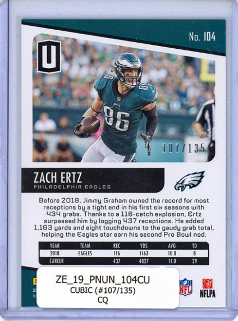 Zach Ertz 2019 Unparalleled #104 Cubic (#107/135) (CQ)