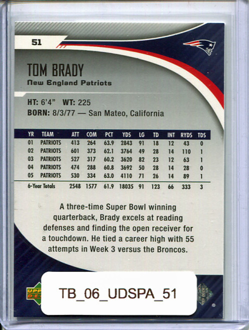 Tom Brady 2006 SP Authentic #51