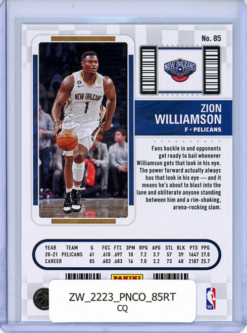 Zion Williamson 2022-23 Contenders #85 Retail (CQ)