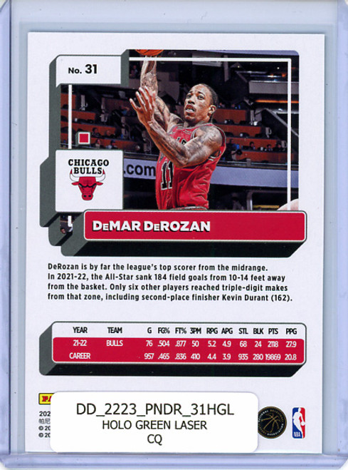 DeMar DeRozan 2022-23 Donruss #31 Holo Green Laser (CQ)