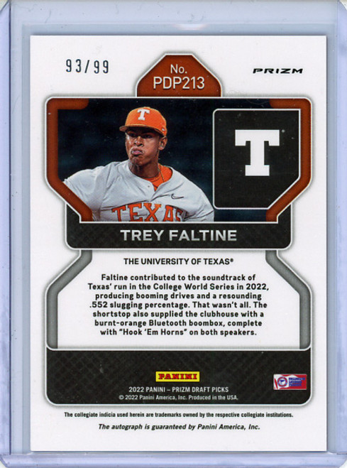 Trey Faltine 2022 Prizm Draft Picks #PDP213 Autographs Red Donut Circles (#93/99) (CQ)