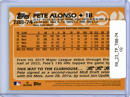 Pete Alonso 2023 Topps, 1988 Topps #T88-74 (CQ)