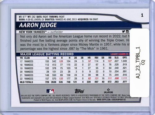 Aaron Judge 2023 Big League #1 (CQ)