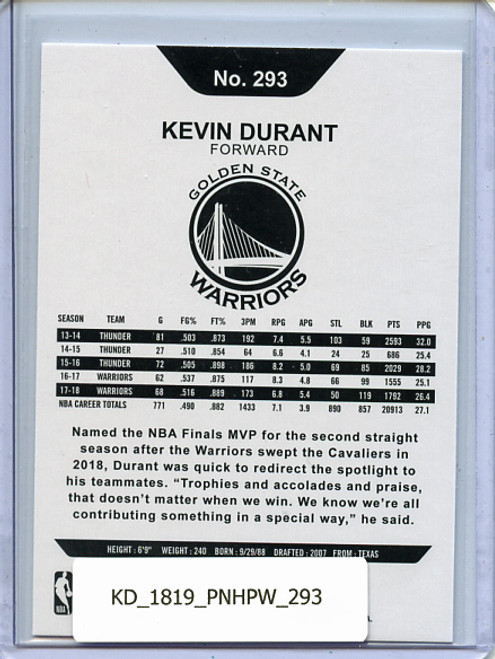 Kevin Durant 2018-19 Hoops #293 Hoops Tribute Winter