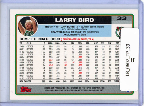 Larry Bird 2006-07 Topps #33 (CQ)