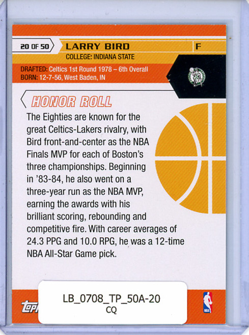 Larry Bird 2007-08 Topps, 50th Anniversary #20 (CQ)
