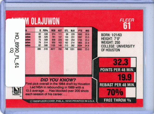 Hakeem Olajuwon 1989-90 Fleer #61 (CQ)