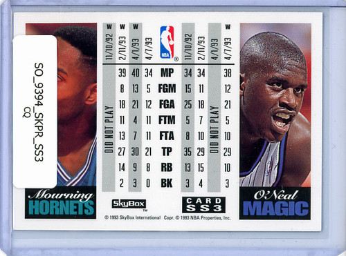 Alonzo Mourning, Shaquille O'Neal 1993-94 Skybox Premium, Showdown Series #SS3 (CQ)