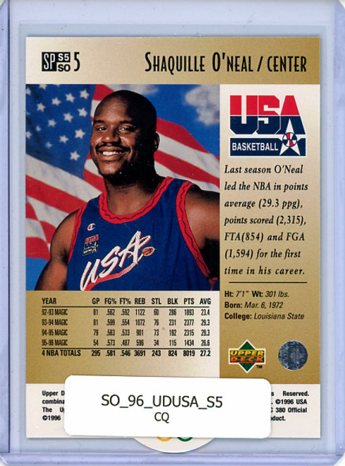 Shaquille O'Neal 1996 Upper Deck USA, Career Statistics #S5 (CQ)
