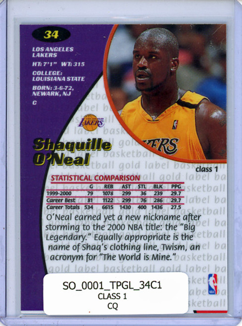 Shaquille O'Neal 2000-01 Gold Label #34 Class 1 (CQ)