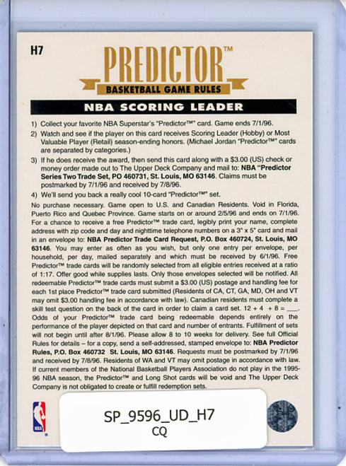 Scottie Pippen 1995-96 Upper Deck, Predictor Scoring #H7 (CQ)