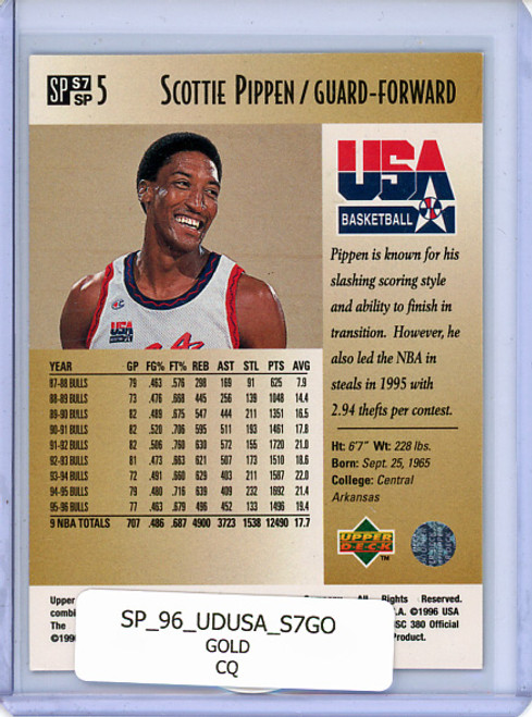 Scottie Pippen 1996 Upper Deck USA, Career Statistics #S7 Gold (CQ)