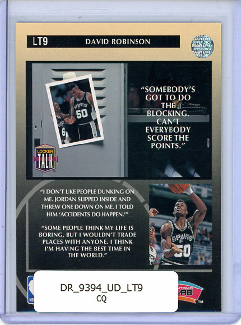 David Robinson 1993-94 Upper Deck, Locker Talk #LT9 (CQ)