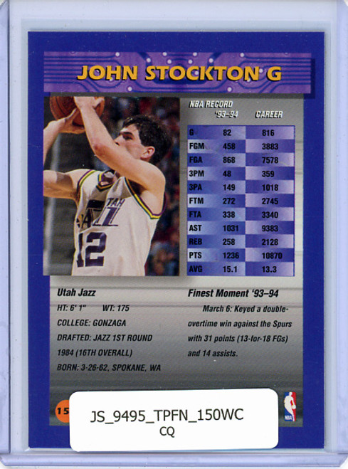 John Stockton 1994-95 Finest #150 with Coating (CQ)