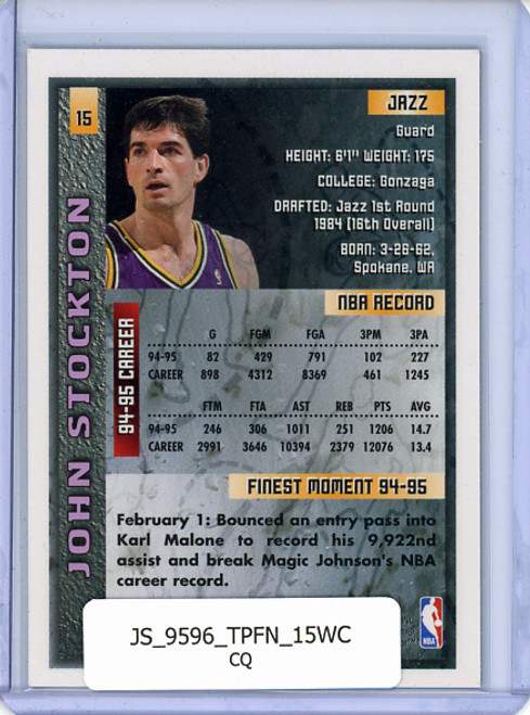 John Stockton 1995-96 Finest #15 with Coating (CQ)