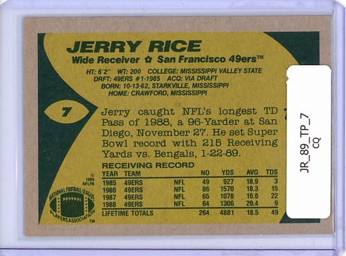 Jerry Rice 1989 Topps #7 All Pro (CQ)