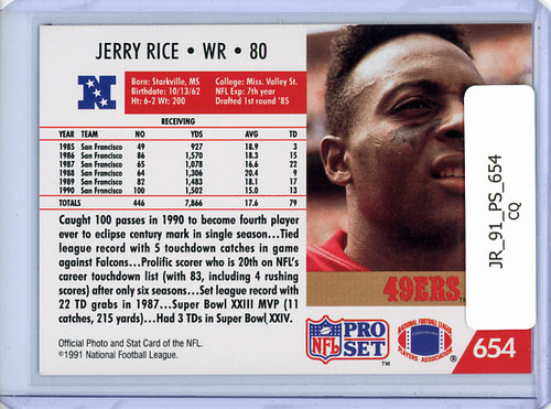 Jerry Rice 1991 Pro Set #654 (CQ)