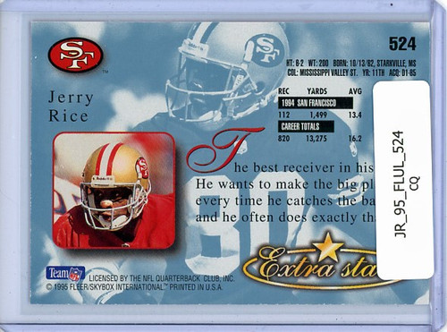 Jerry Rice 1995 Ultra #524 Extra Stars (CQ)