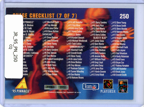 Junior Seau, Jerry Rice 1995 Pinnacle #250 Checklist (CQ)