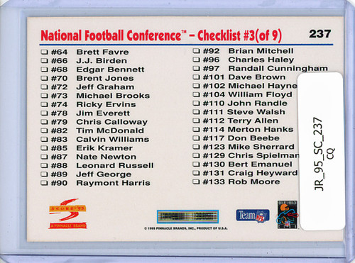 Jerry Rice 1995 Score #237 Checklist (CQ)