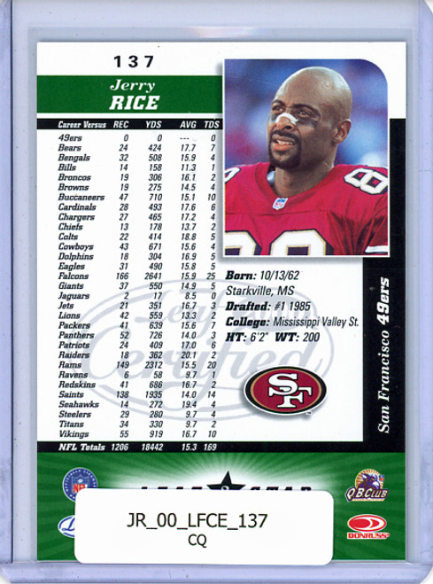 Jerry Rice 2000 Leaf Certified #137 (CQ)