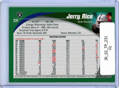 Jerry Rice 2002 Topps #231 (CQ)
