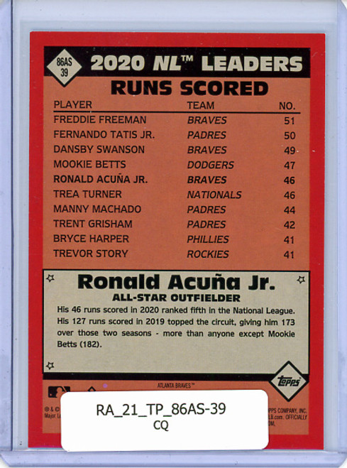 Ronald Acuna Jr. 2021 Topps, 1986 Topps All Star #86AS-39 (CQ)