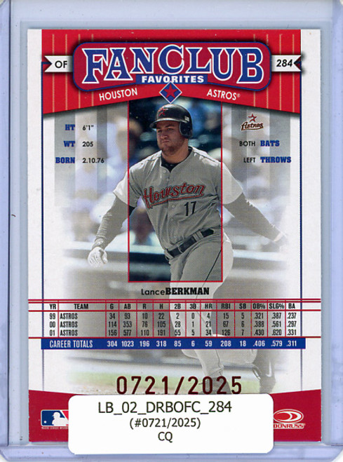 Lance Berkman 2002 Donruss Best of Fan Club #284 (#0721/2025) (CQ)