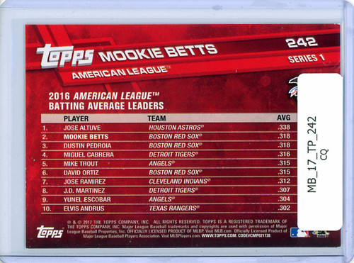 Mookie Betts 2017 Topps #242 League Leaders (CQ)