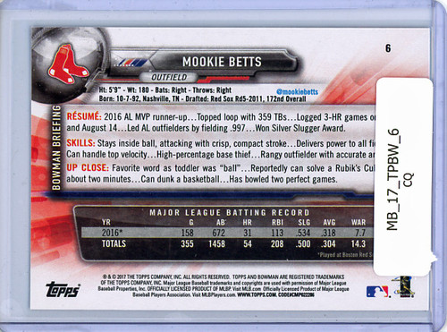 Mookie Betts 2017 Bowman #6 (CQ)