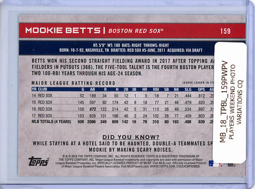 Mookie Betts 2018 Big League #159 Players Weekend Photo Variations (CQ)