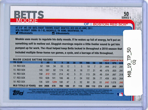 Mookie Betts 2019 Topps #50 (CQ)