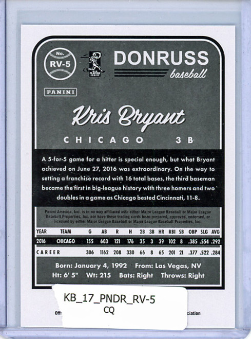 Kris Bryant 2017 Donruss, 1983 Retro Variations #RV-5 (CQ)