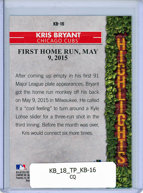 Kris Bryant 2018 Topps, Kris Bryant Highlights #KB-16 (CQ)