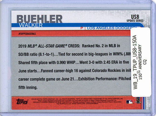 Walker Buehler 2019 Topps Update #US8 All-Star 150th Anniversary (CQ)