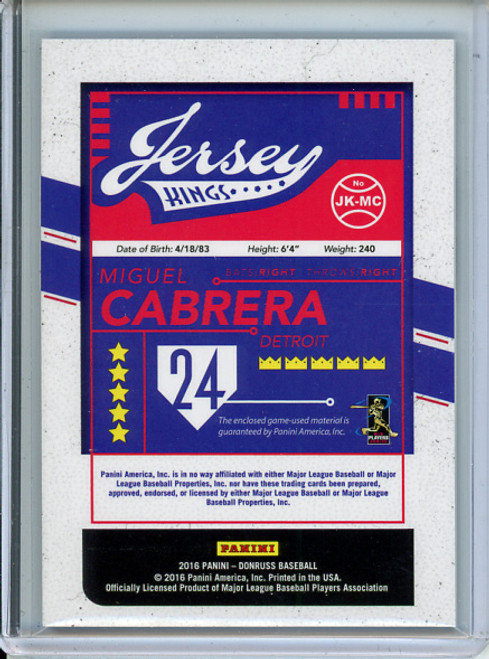 Miguel Cabrera 2016 Donruss, Jersey Kings #JK-MC (1) (CQ)