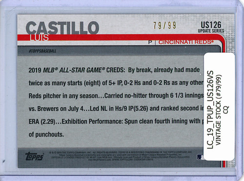 Luis Castillo 2019 Topps Update #US126 All-Star Vintage Stock (#79/99) (CQ)
