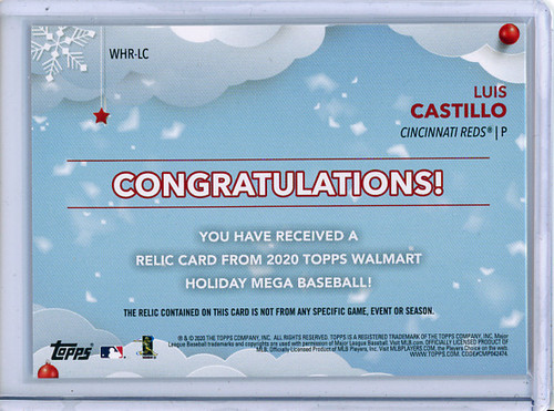 Luis Castillo 2020 Topps Holiday, Relics #WHR-LC (1) (CQ)