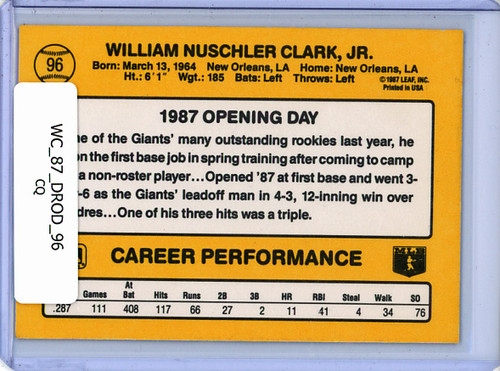 Will Clark 1987 Donruss Opening Day #96 (CQ)