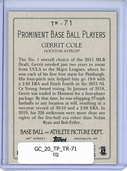 Gerrit Cole 2020 Topps, Turkey Red #TR-71 (CQ)