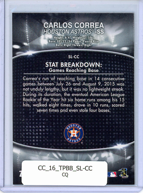 Carlos Correa 2016 Bowman's Best, Stat Lines #SL-CC (CQ)